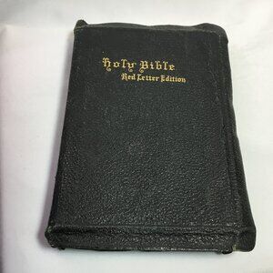 HOLY BIBLE National Bible Press Pronouncing Red Letter KJV 1930's Thumb Tabs
